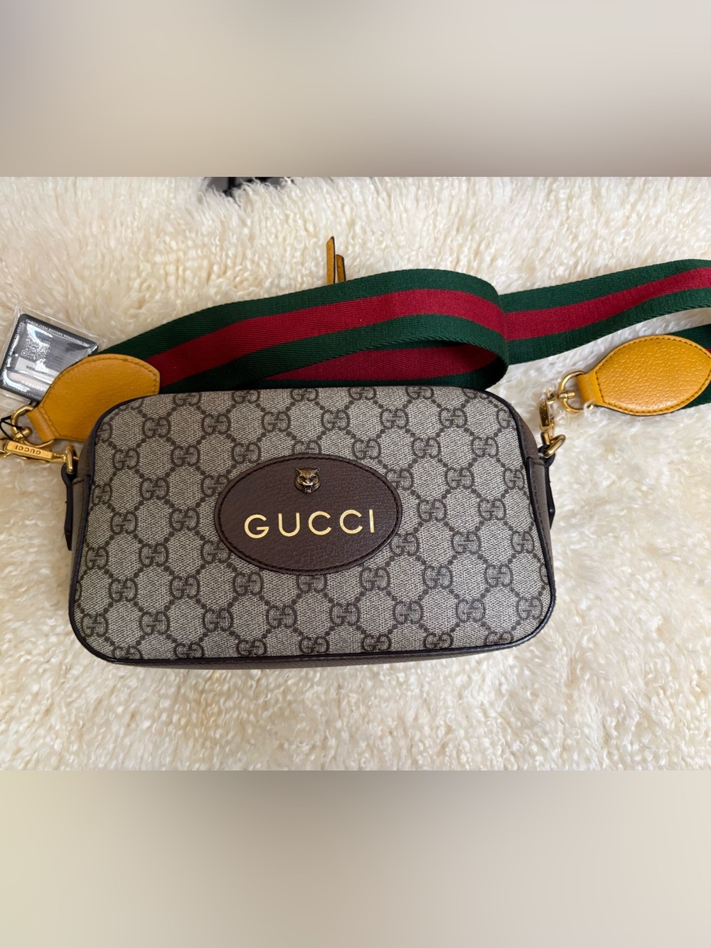 Gucci GG Supreme Monogram Web Neo Vintage Shoulder Bag Beige New Acero Crop